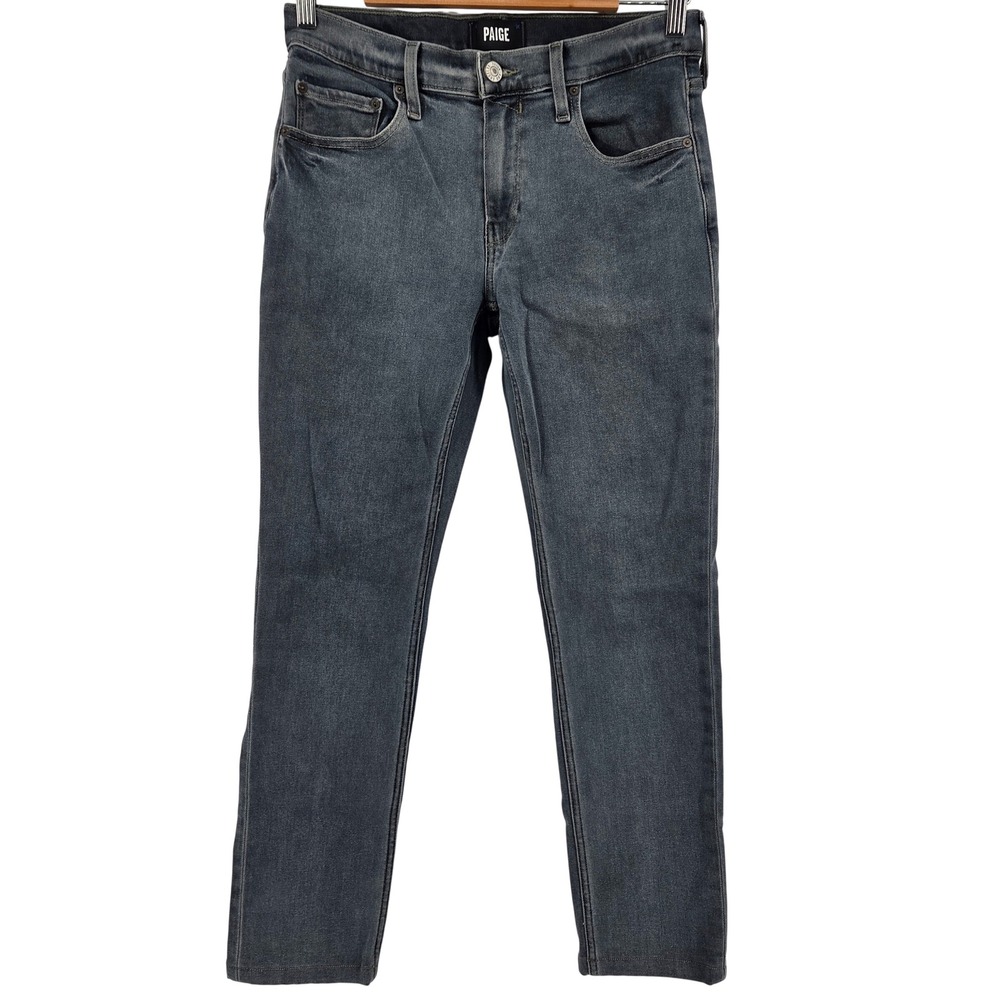 PAIGE Lennox Slim Jeans Mens 28 Grey Dark Wash Stretch Denim